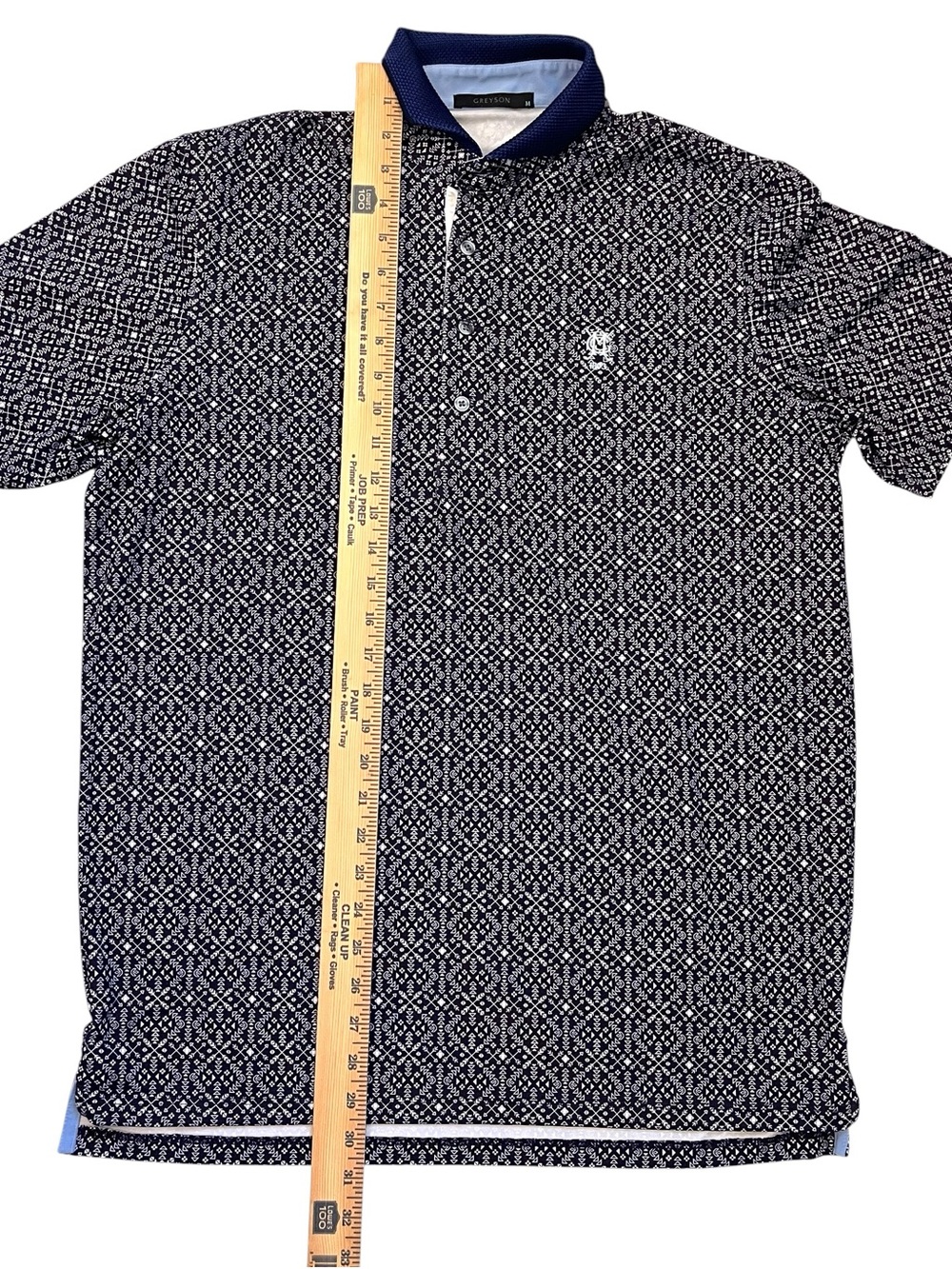 Greyson Montclair Golf Club Polo Medium Navy Patterned Performance Golf Shirt - Picture 6 of 9